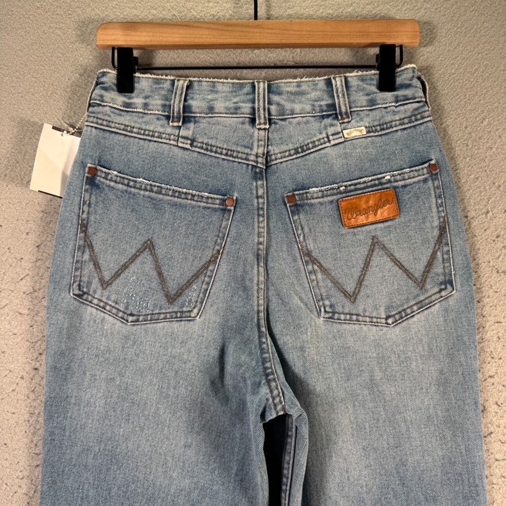Wrangler X Billabong Extra Flare Jeans Womens 27 Blue Lightwash Patchwork Collab - Picture 10 of 16
